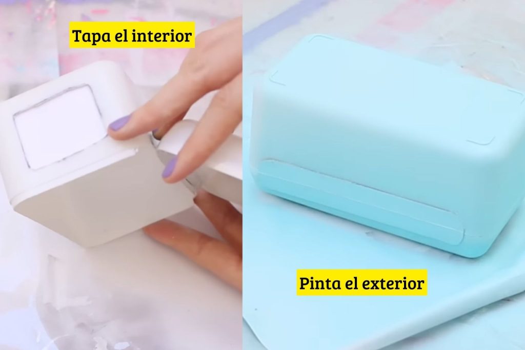 Pinta el exterior del mini refri organizador de escritorio.